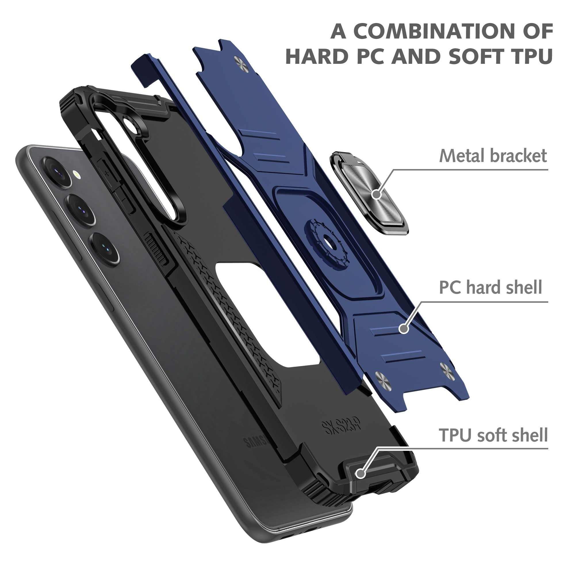 Ring Kickstand Phone Case for Samsung Galaxy S23 Car Mount Metal Sheet Phone Cover Ring Kickstand Phone Case for Samsung Galaxy S23 Car Mount Metal Sheet Phone Cover